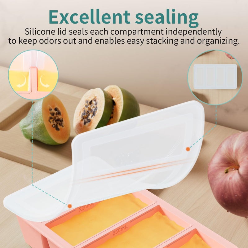 GGOW Silicone Freezer Tray for Sauce Cube: GGOW Silicone Freezing Tray for Broth Soup Storage - Freeze 250mL 125mL Souped Portion - Image 5